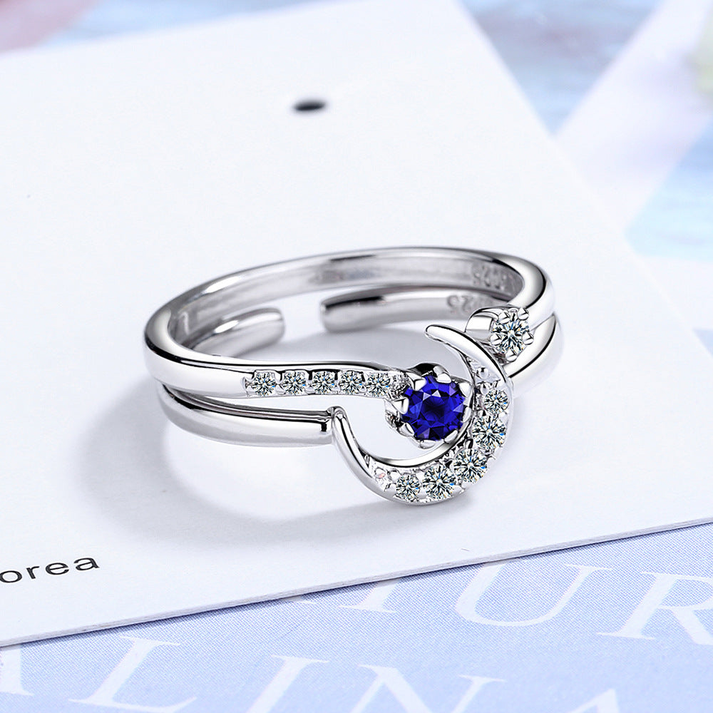 Stern-Mond-weibliche Mode-offene kalte Ringe