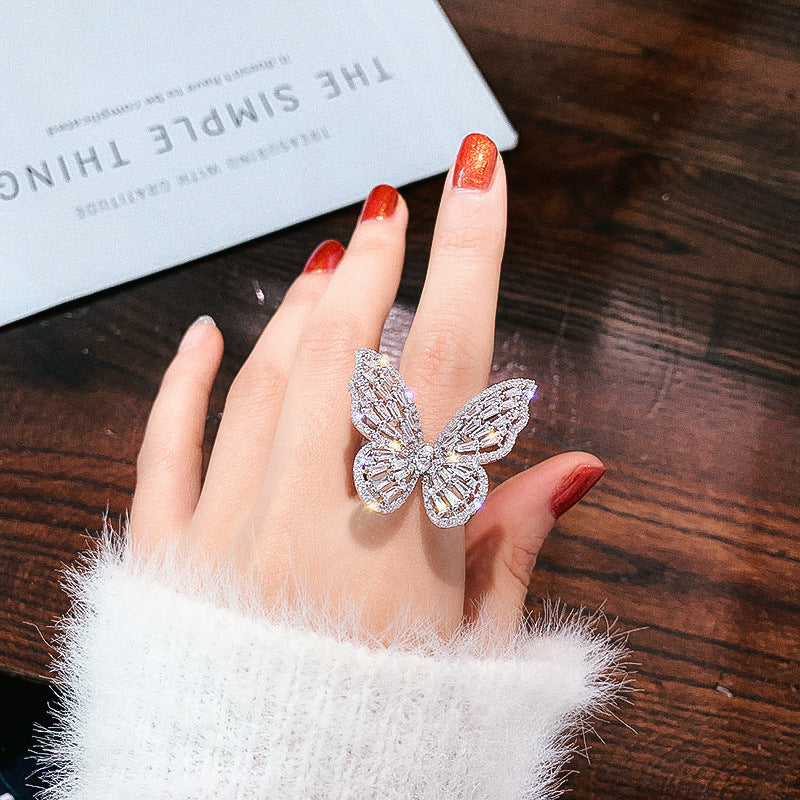 Offene Zeigefingerringe mit Feen-Zirkon-Schmetterling