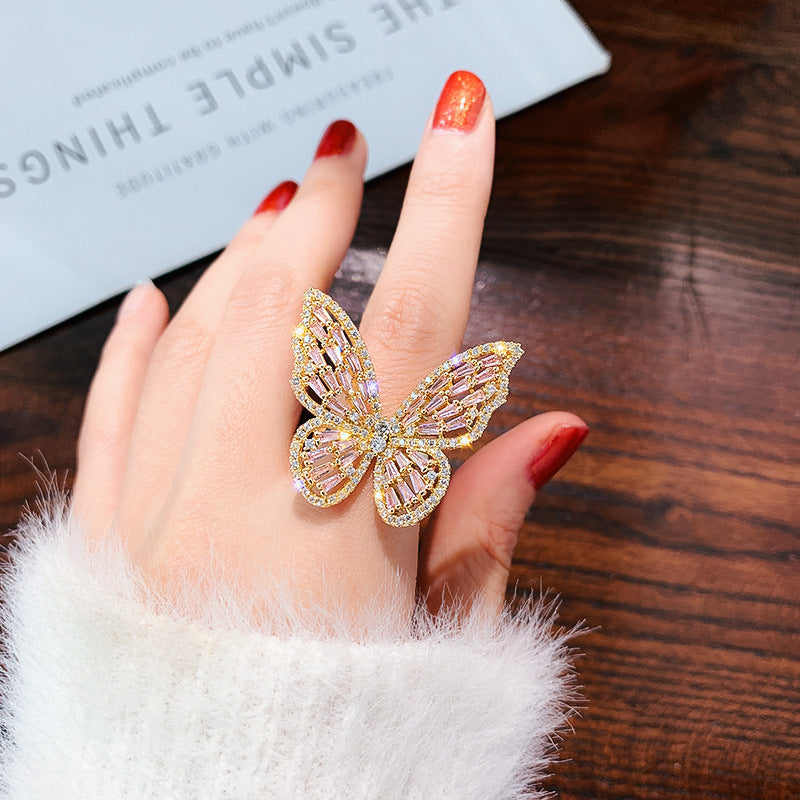 Offene Zeigefingerringe mit Feen-Zirkon-Schmetterling