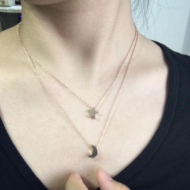 Moon And Star Pendant Couple Sweater Necklaces
