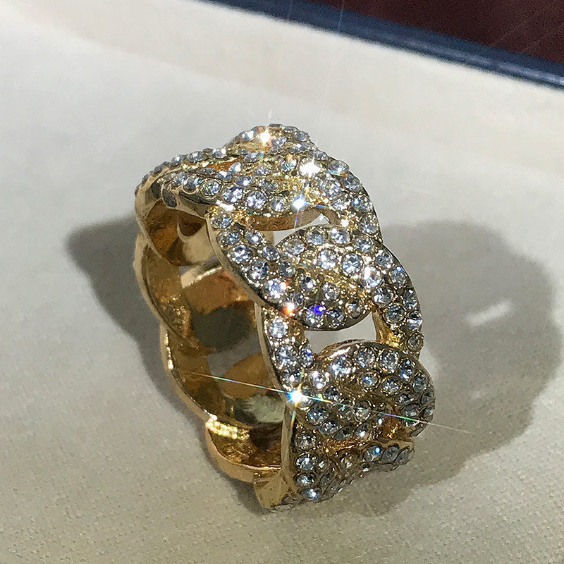 Men's Circle Diamond Hip Hop Winding Chain Rings
