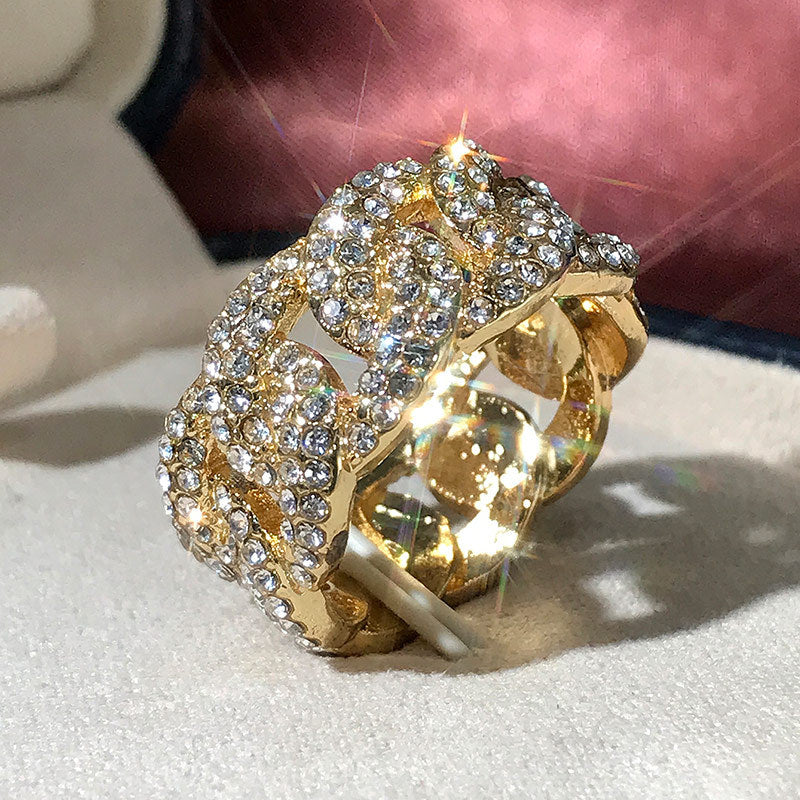 Men's Circle Diamond Hip Hop Winding Chain Rings