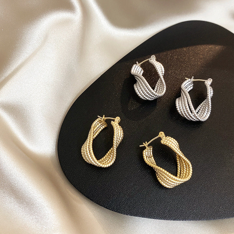 Women's Design Twisted Twist Metal Temperament Wild Earrings