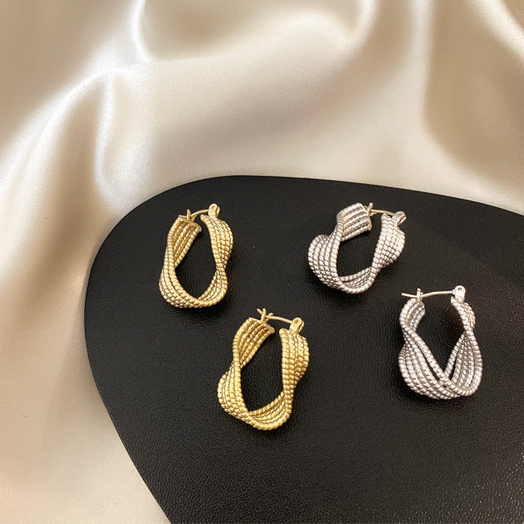 Women's Design Twisted Twist Metal Temperament Wild Earrings