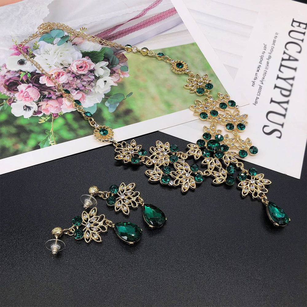 Boucles d'oreilles couronne en alliage pour femme, ornement de mariée, trois pièces