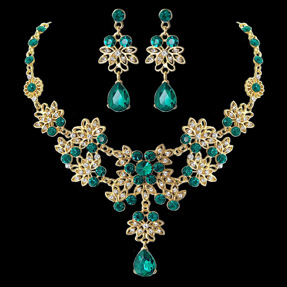 Boucles d'oreilles couronne en alliage pour femme, ornement de mariée, trois pièces