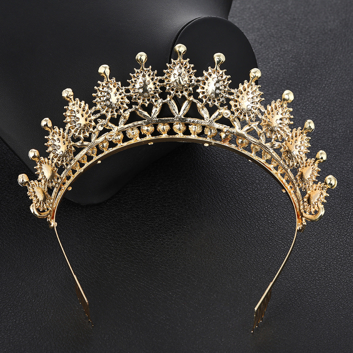 Boucles d'oreilles couronne en alliage pour femme, ornement de mariée, trois pièces