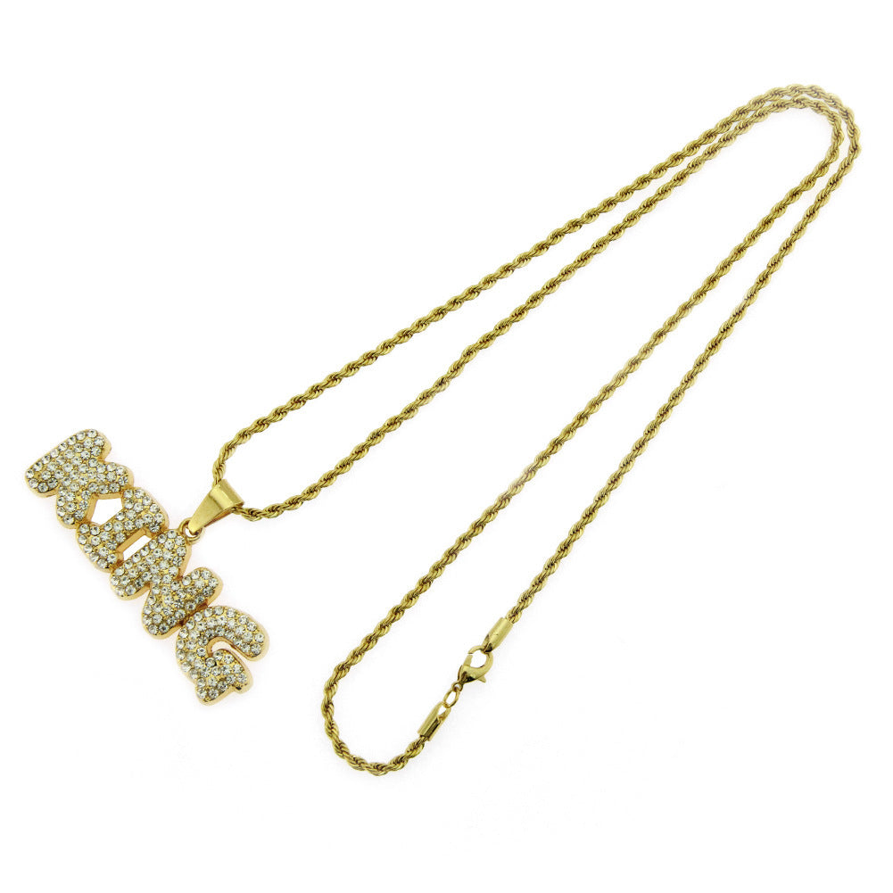 Men's Hip Hop Diamond Letters Pendant Creative Necklaces