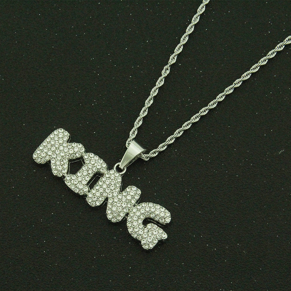 Men's Hip Hop Diamond Letters Pendant Creative Necklaces