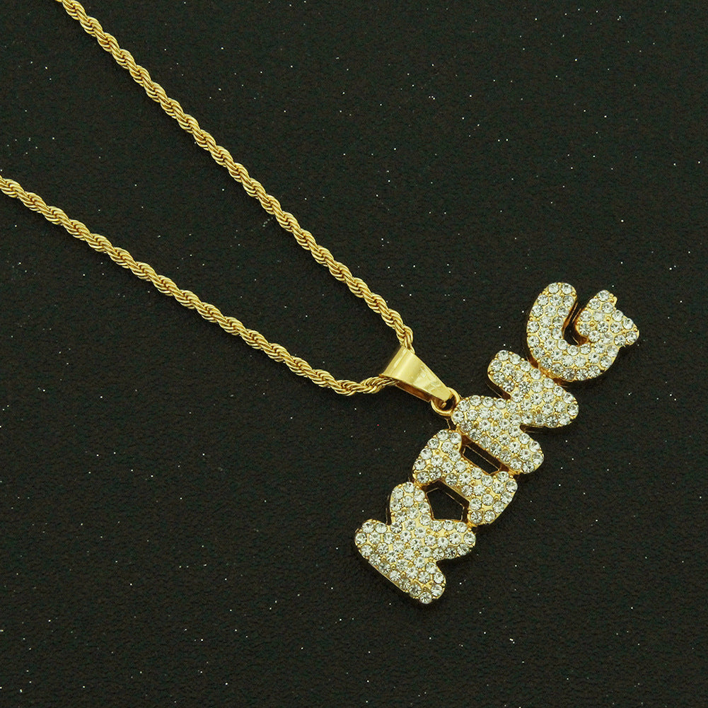 Men's Hip Hop Diamond Letters Pendant Creative Necklaces