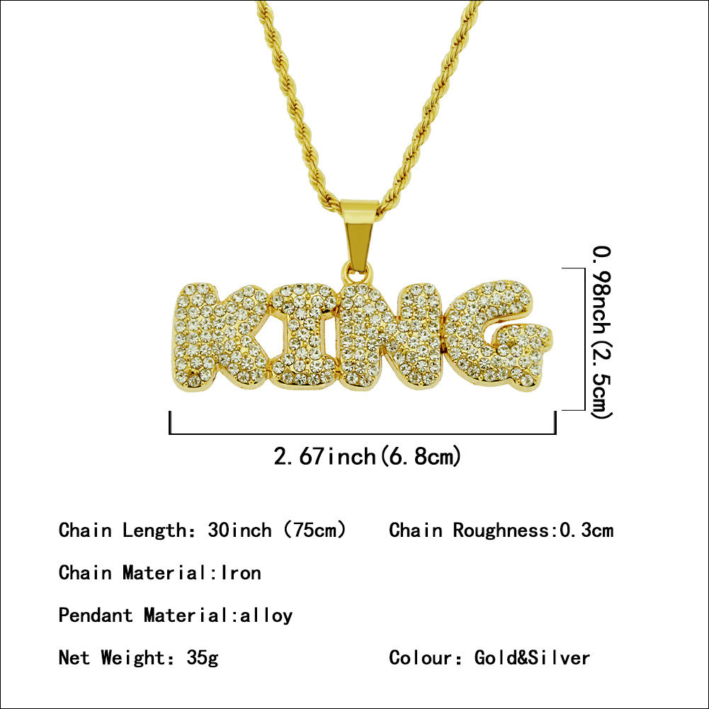 Men's Hip Hop Diamond Letters Pendant Creative Necklaces