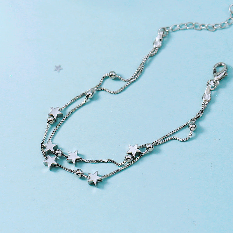 Women's Starry Little Star Sier Simple Box Bracelet