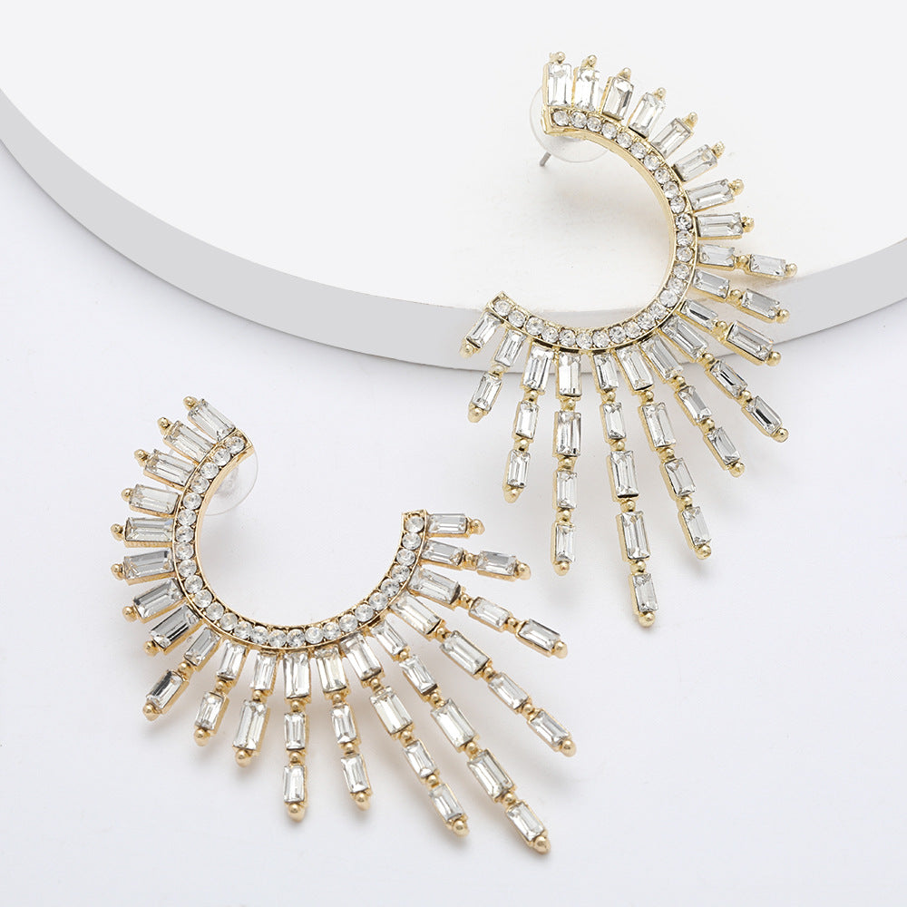 Alloy Diamond Rhinestone Full Female Graceful Earrings