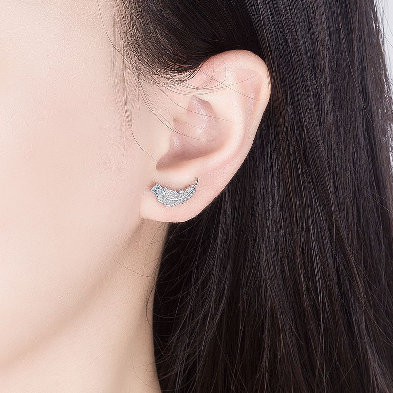 Love Forced Landing Sun White Diamond Leaves Earrings