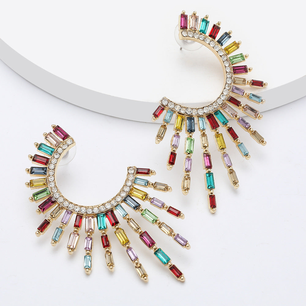 Alloy Diamond Rhinestone Full Female Graceful Earrings
