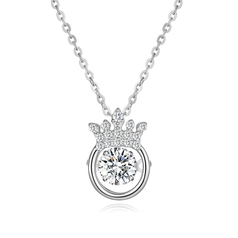 Sterling Sier Smart Swing Crown Heart Pulsatile Pendant Necklaces