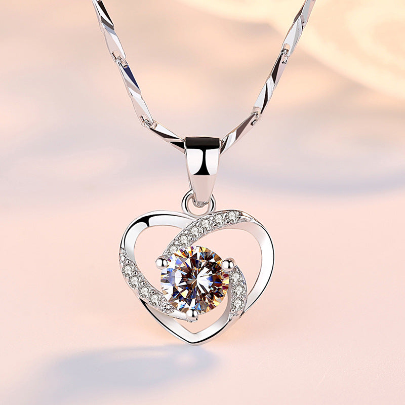 Colliers avec pendentif en forme de cœur pour femmes, chaîne de clavicule Simple