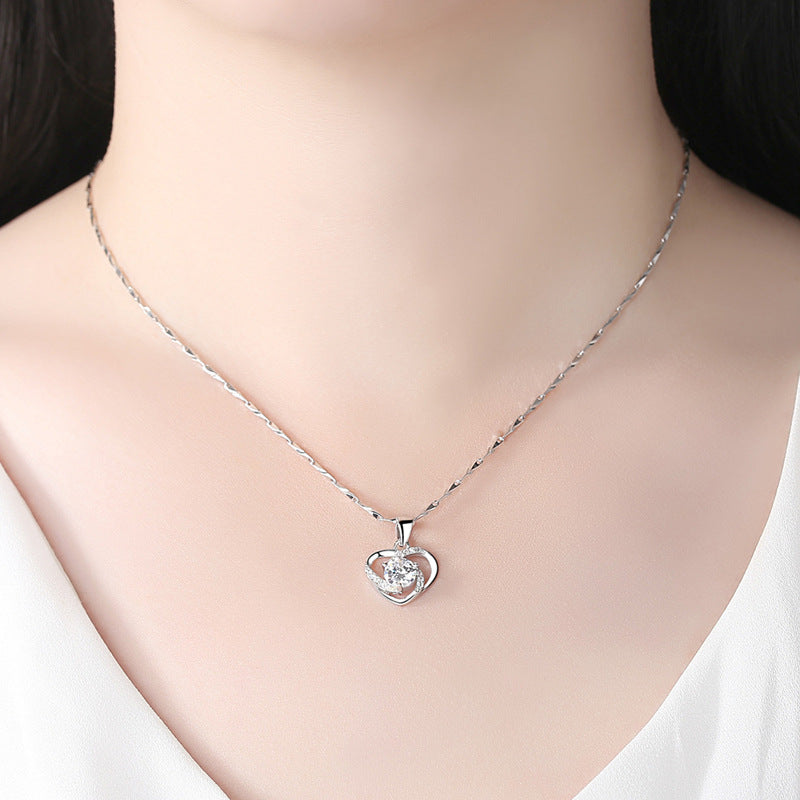 Colliers avec pendentif en forme de cœur pour femmes, chaîne de clavicule Simple