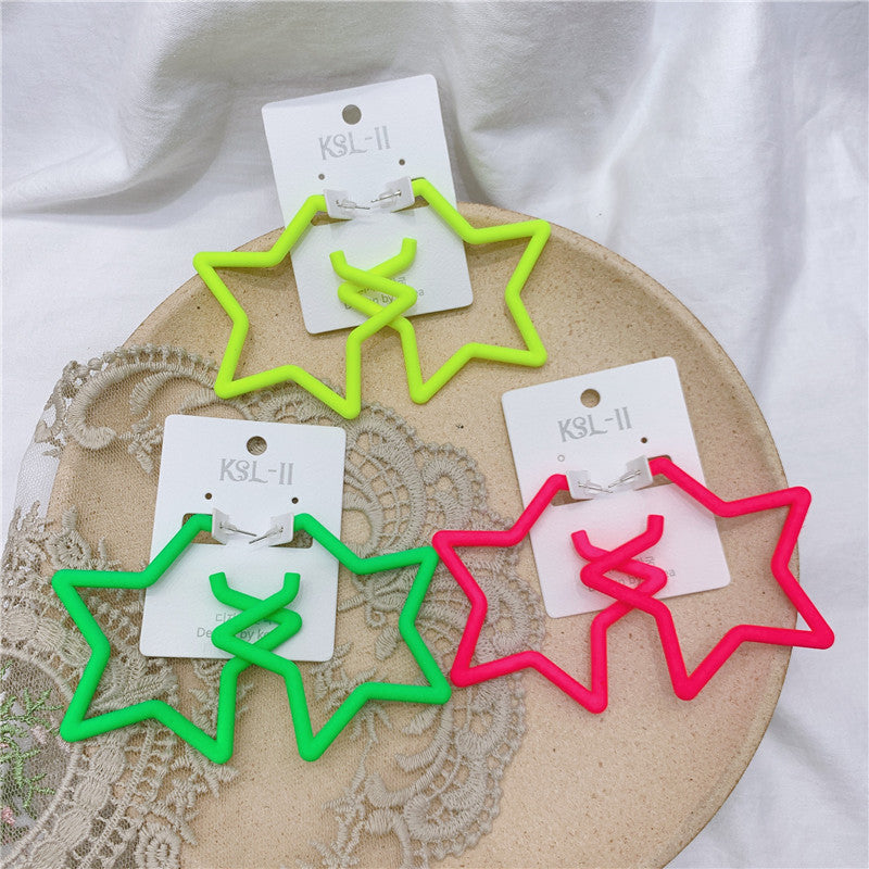 Women's Fluorescent Exaggerated Personalized Tide Five-pointed Star Earrings