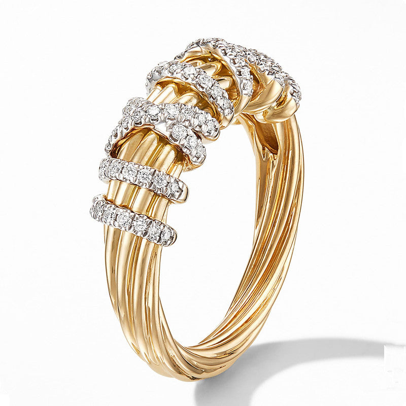 Women's Shi Geometric Line Fashion Simple Inlaid Rings