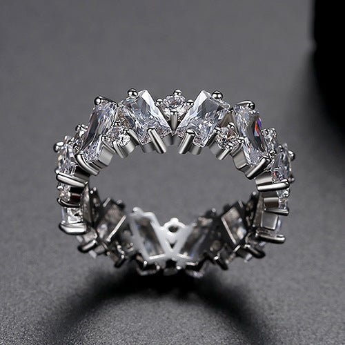 Gang Drill Geometric Zircon Fashion Color Rings