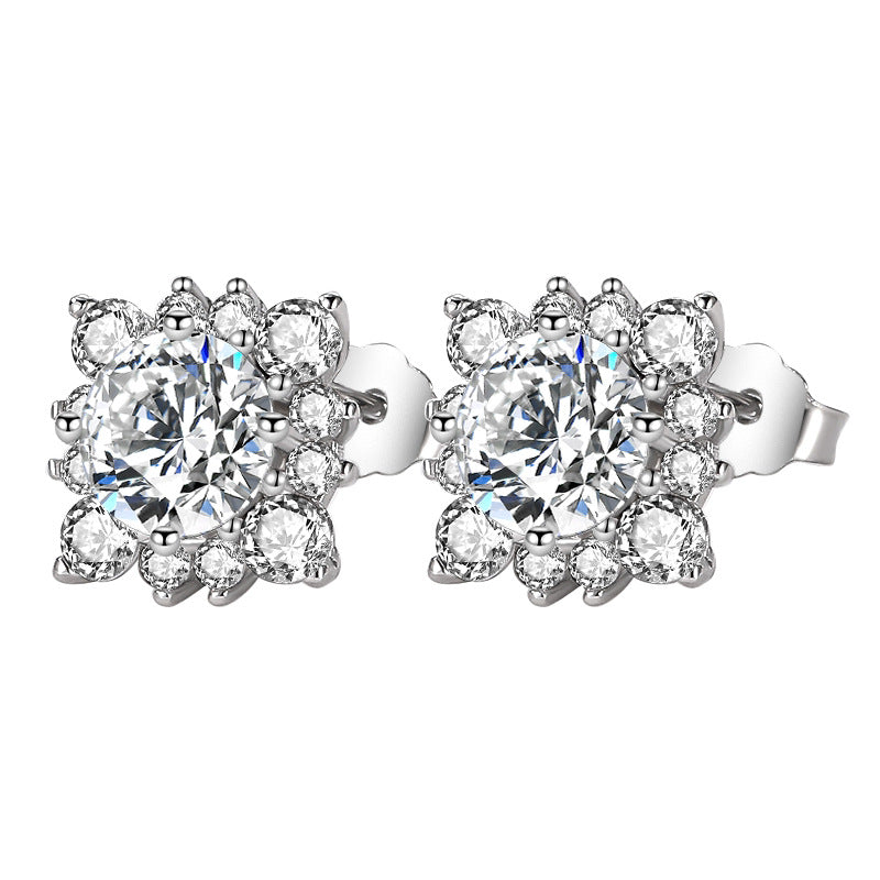 Women's Sier Ear Pin Shiny Simulation Diamond Earrings