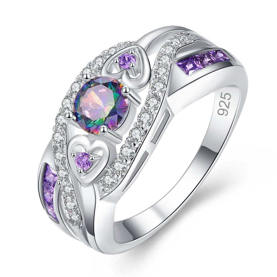 Amethyst Color Zircon White Gold Plated Rings
