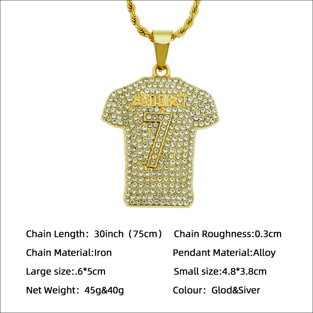 Übertriebene personalisierte Punk-Jersey-Anhänger-Ornament-Halsketten für Herren