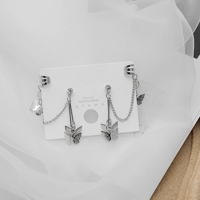 Vintage Butterfly Chain One-piece Ear Bone Super Fairy Earrings