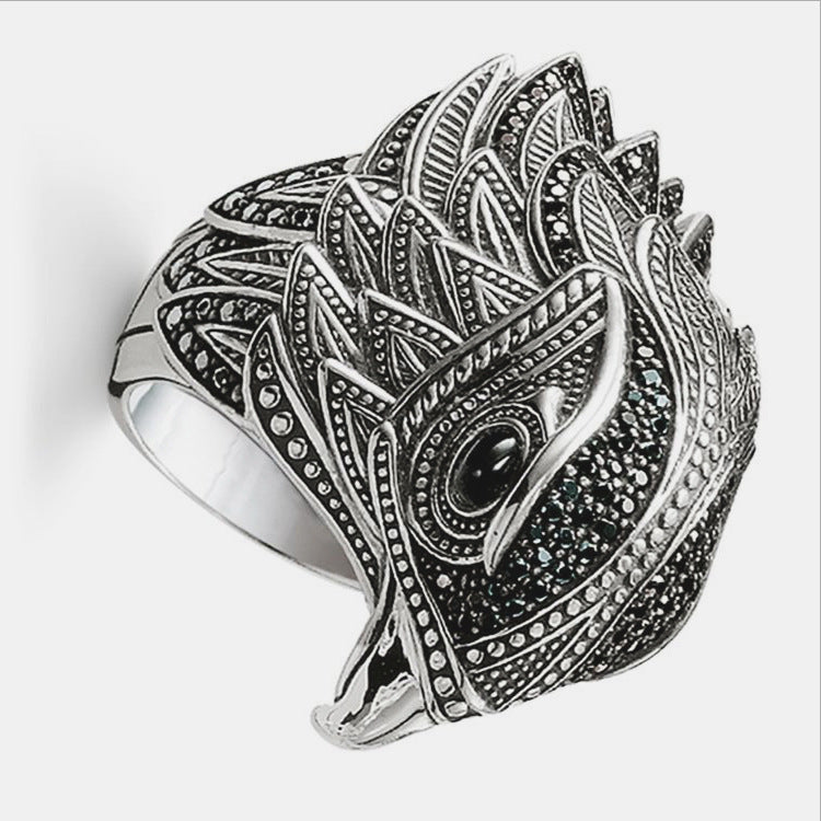 Herren-Adler-Persönlichkeit, Retro-Mode, kreative Distressed-Thai-Ringe