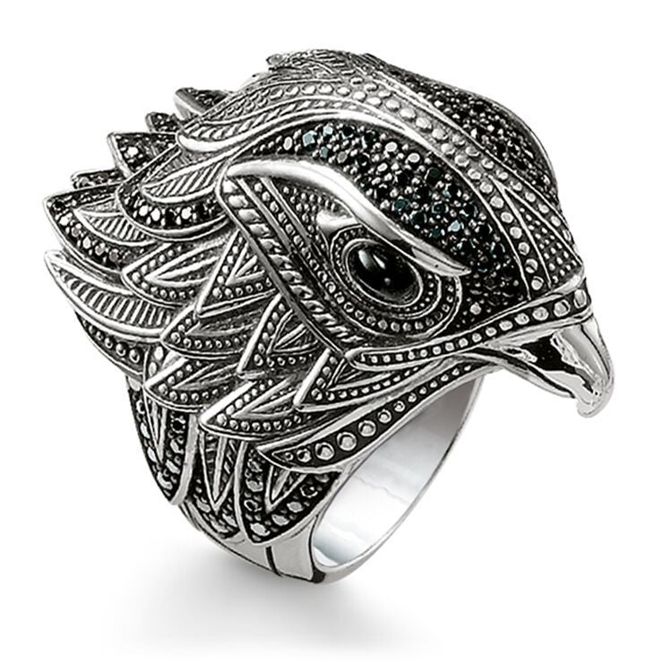 Herren-Adler-Persönlichkeit, Retro-Mode, kreative Distressed-Thai-Ringe