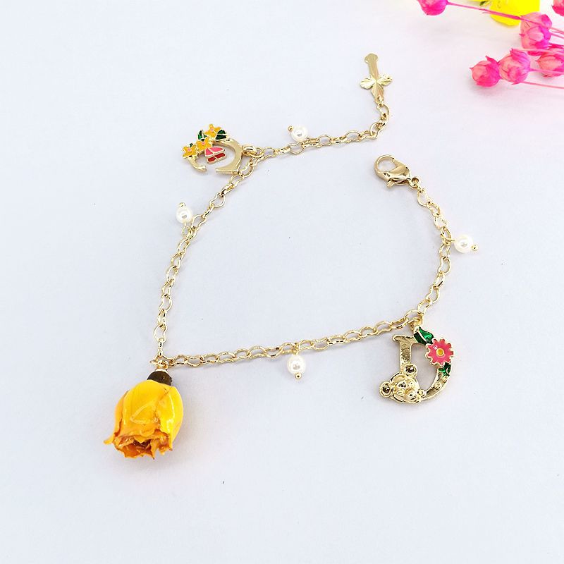 Real Flower Preserved Fresh Cartoon Painted Bracelet