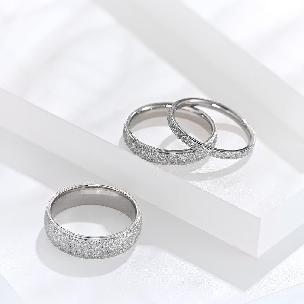 Women's Frosted For Sier Temperament Pearl Sand Rings