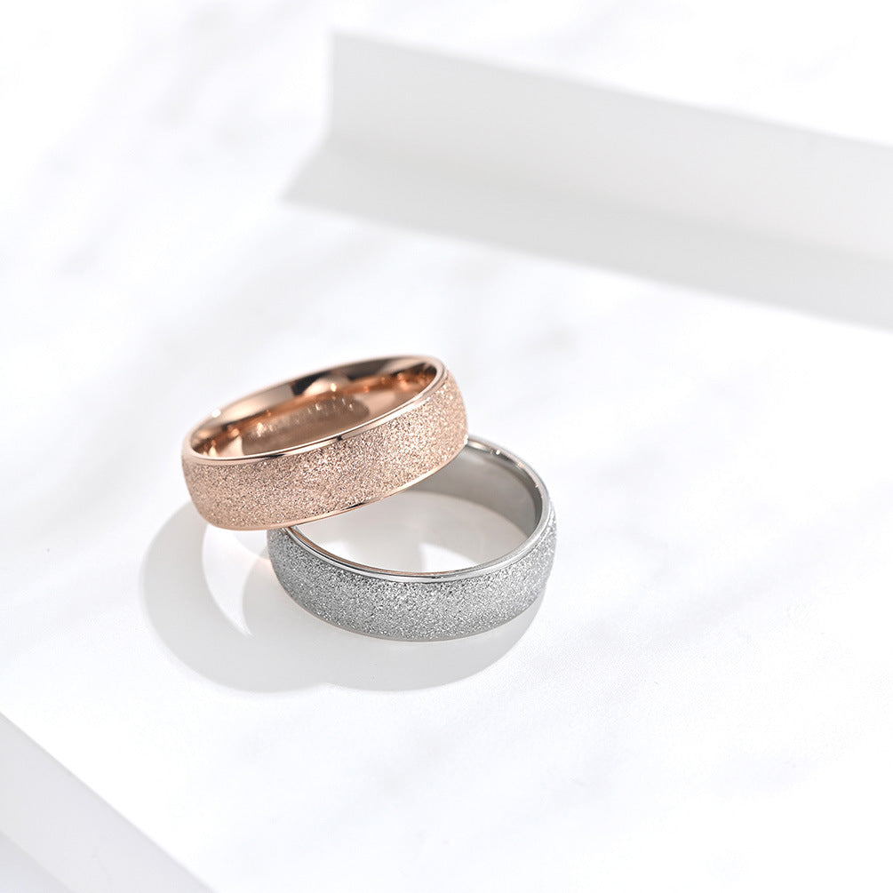 Women's Frosted For Sier Temperament Pearl Sand Rings