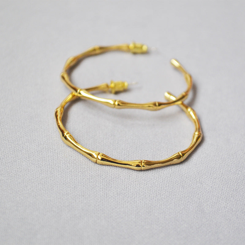 Exquisite Polished Gold-plated Bamboo Joint Simple And Exaggerated Earrings