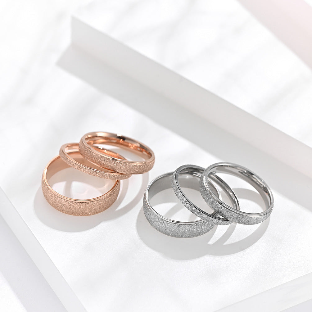 Women's Frosted For Sier Temperament Pearl Sand Rings