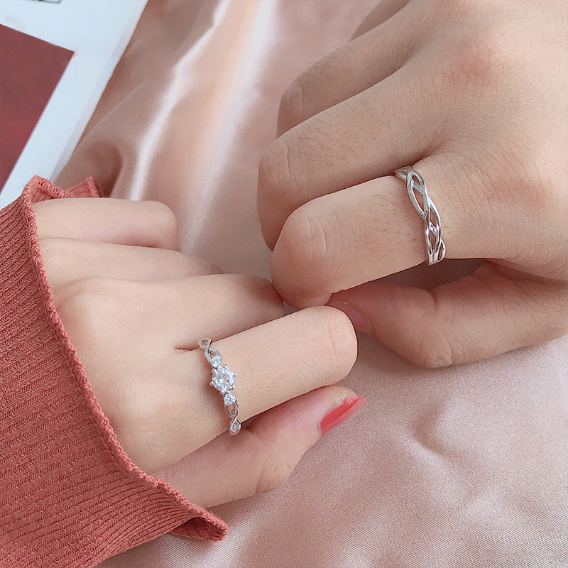 Mit Liebe blaue Seiden-Sterlingsilber-Ringe im koreanischen Stil