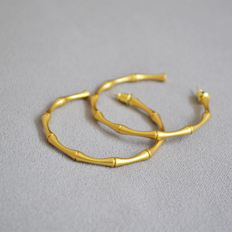 Exquisite Polished Gold-plated Bamboo Joint Simple And Exaggerated Earrings