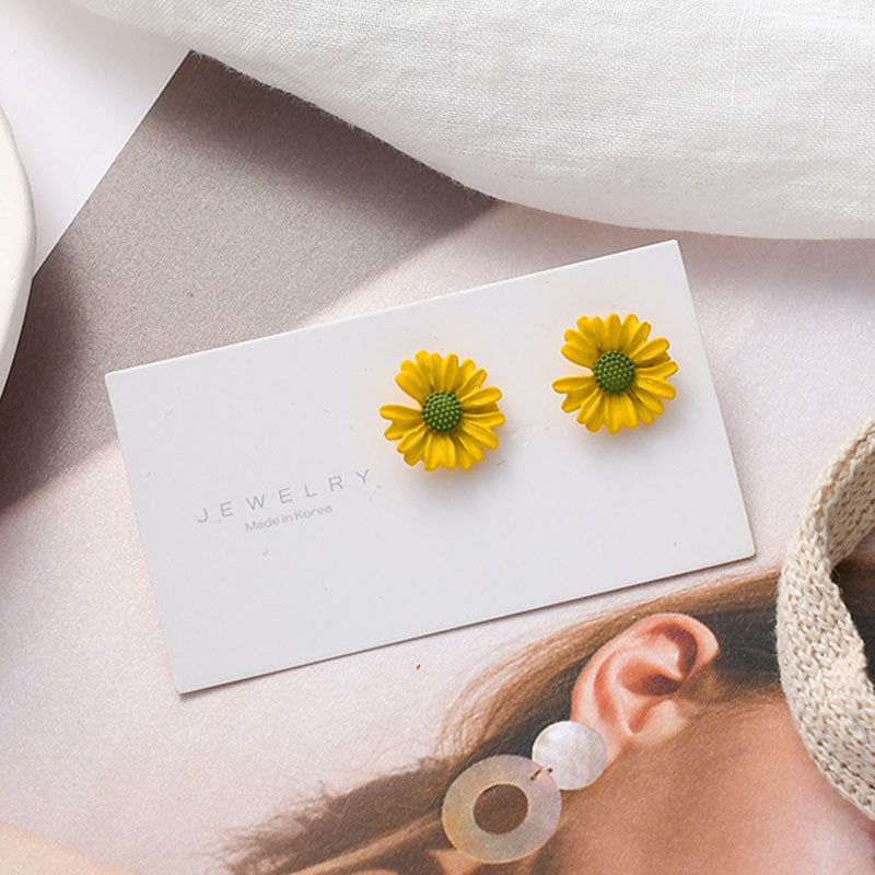 Damen-Ohrringe, frische gelbe Serie, Perlenquaste, schöne Blumen