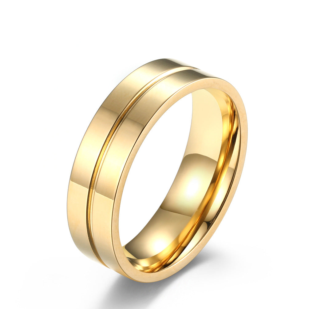Steel Diamond Couple Simple Glossy Stainless Wedding Rings
