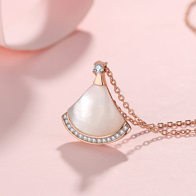 Women's Small Skirt Ornament Sterling Fan Shell Stylish Pendant Necklaces