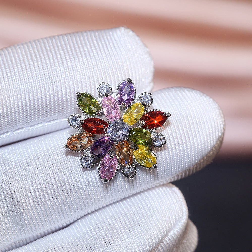 Women's Shi Luxury Sunflower Zircon Fashion Copper Earrings