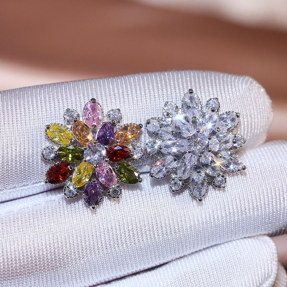 Women's Shi Luxury Sunflower Zircon Fashion Copper Earrings