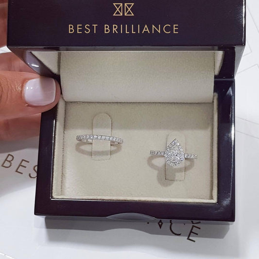 Women's Water Drop Zircon Electroplated White Gold Rings