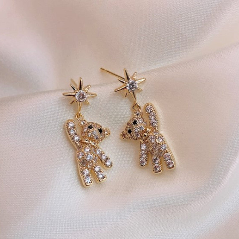 Personality Small And Simple Full Diamond Earrings