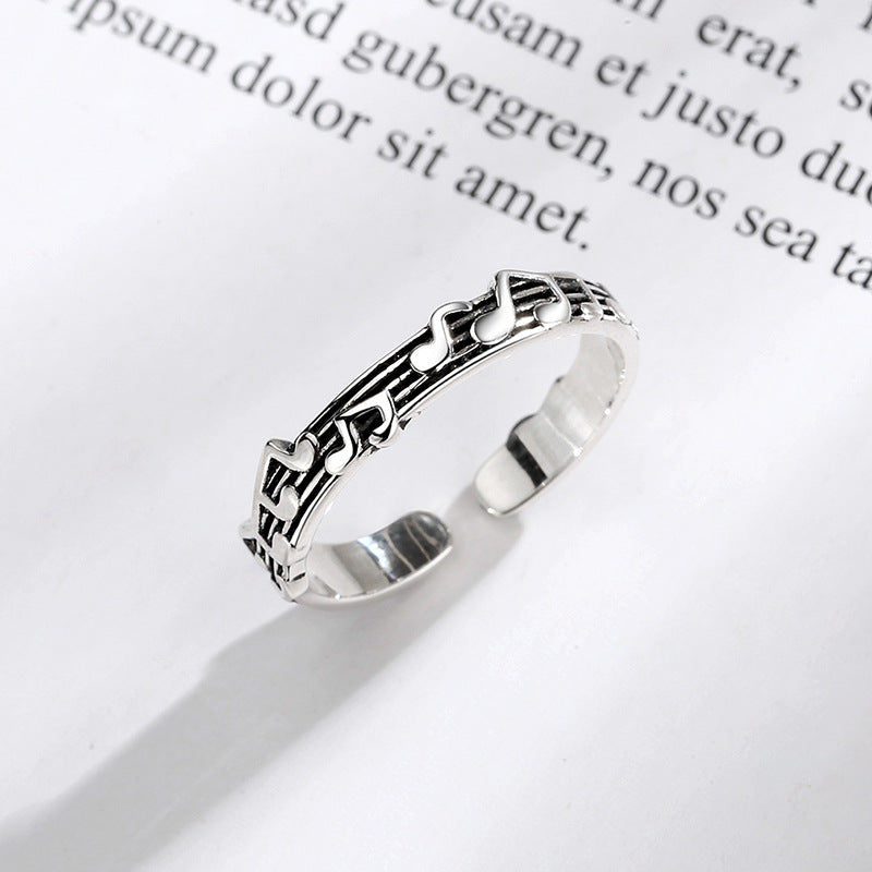 Score Female Mori Style Artistic Retro Distressed Thailand Sier Rings