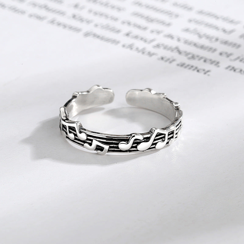 Score Female Mori Style Artistic Retro Distressed Thailand Sier Rings
