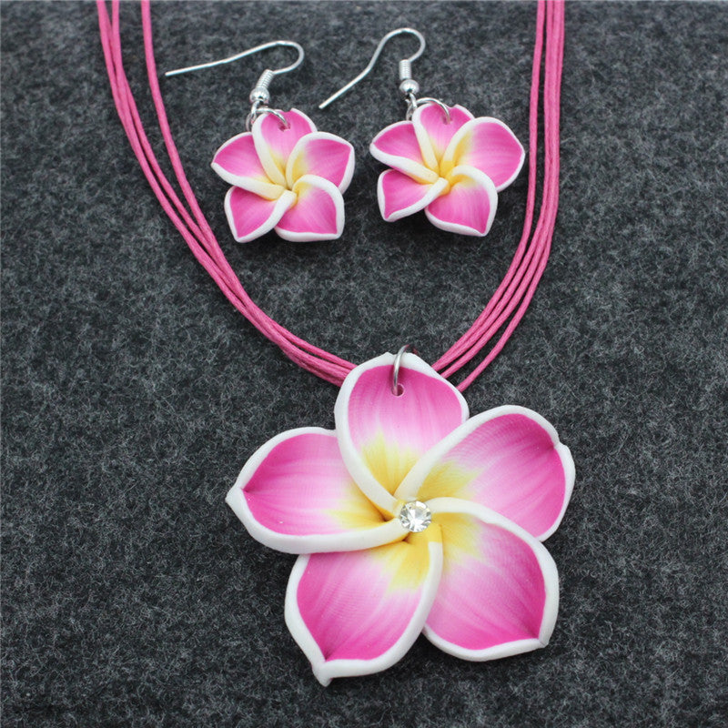 Women's Soft Pottery Flower Two-piece Polymer Clay Egg Earrings