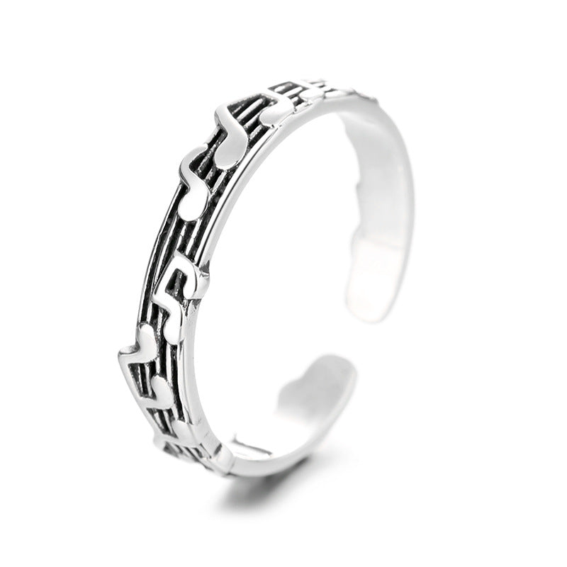 Score Female Mori Style Artistic Retro Distressed Thailand Sier Rings