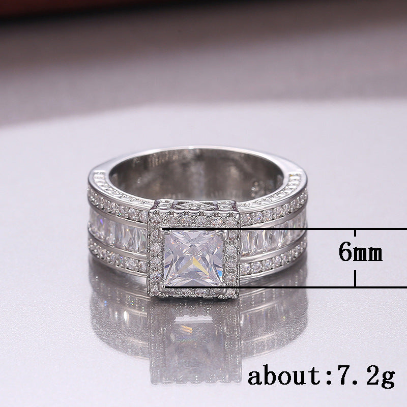 Women's Shi Rhinestone Square Fashion Engagement Proposal Rings